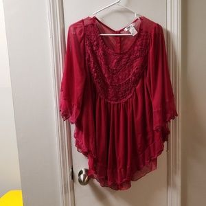 Size L Dark Pinky Flowy Sheath Blouse